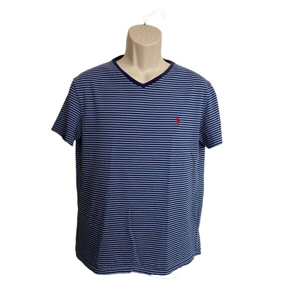 Polo Ralph Lauren Striped Navy & Blue short sleeve T-Shirt Size M - Picture 6 of 8